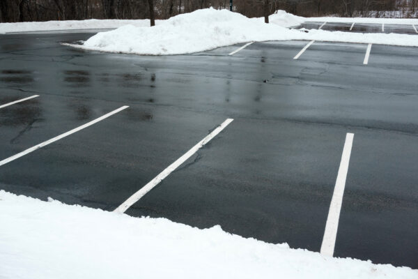 Cleared and salted commercial parking lot in the Greater Toronto Area